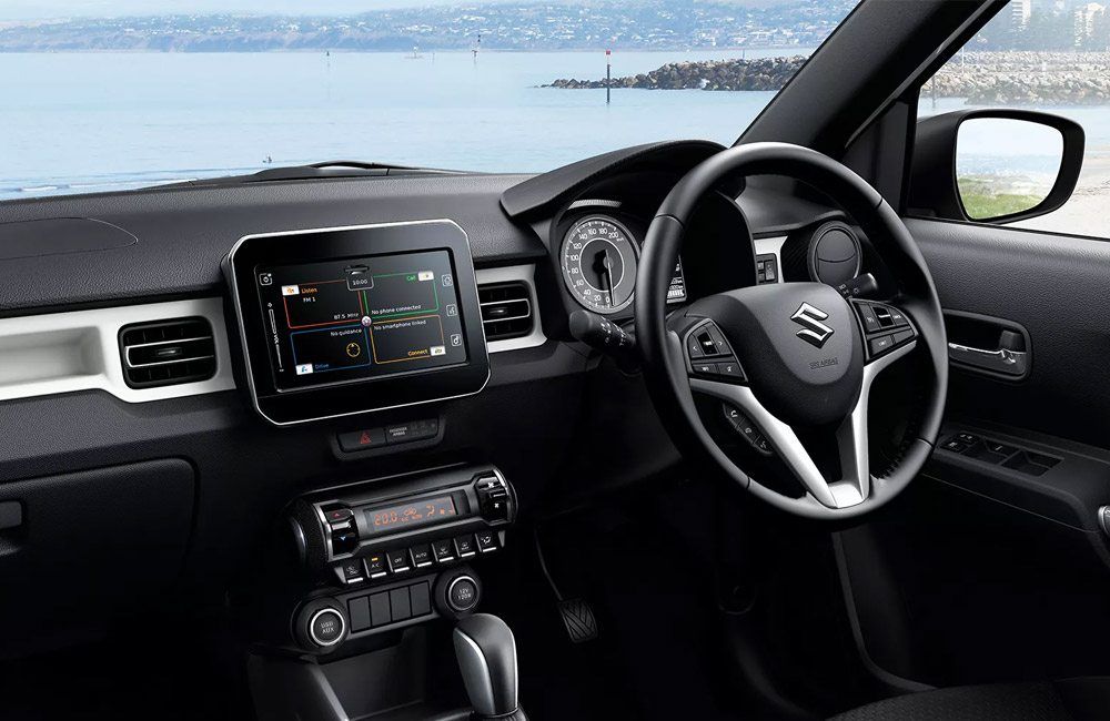 Drivers side interior of a Suzuki Ignis