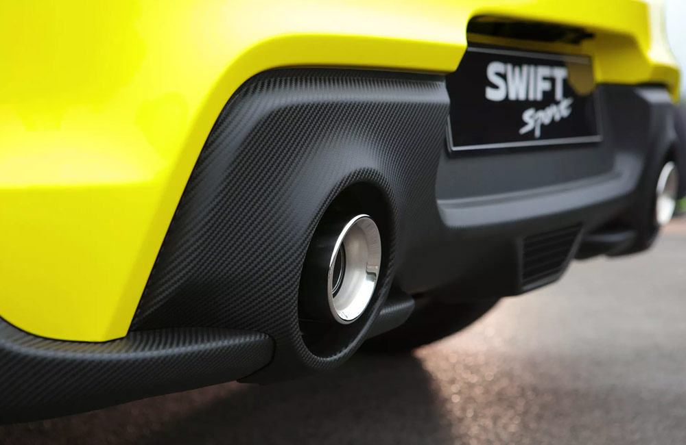 rear carbon-fibre look finishing on a Suzuki Swift